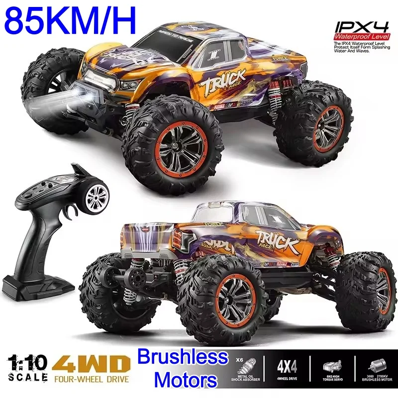 1:10 4WD Remote Control Car High-Speed 85KM/H Off-road Climbing Drift Racing Brushless Truck IPX4 WMetal Aterproof RC Car Toys