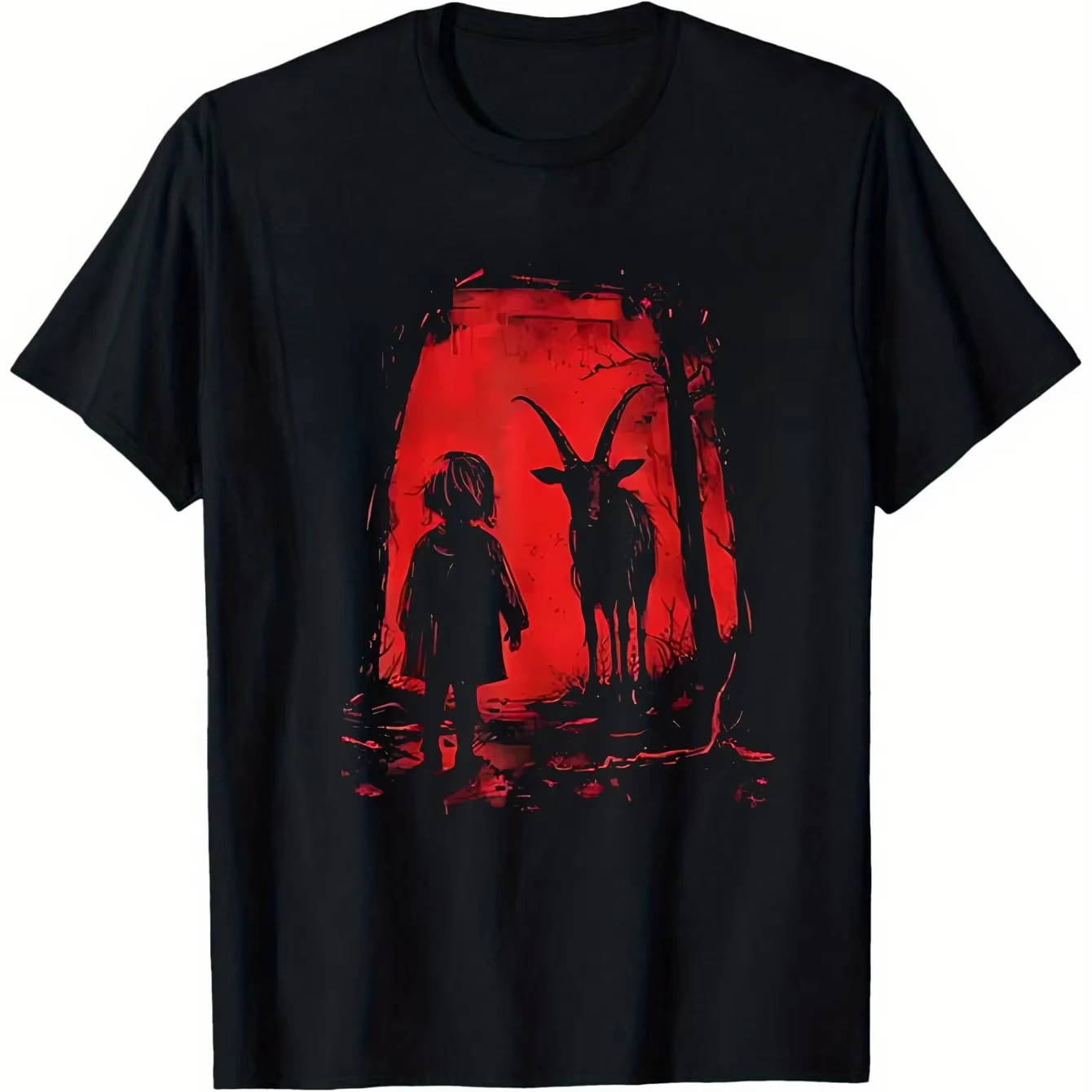 Men'S Gothic T-Shirt Satan Goat Head Graphic Tee Dark Fantasy Shirt for Halloween Christmas Gifts Casual Summer 2026 Hot Sale