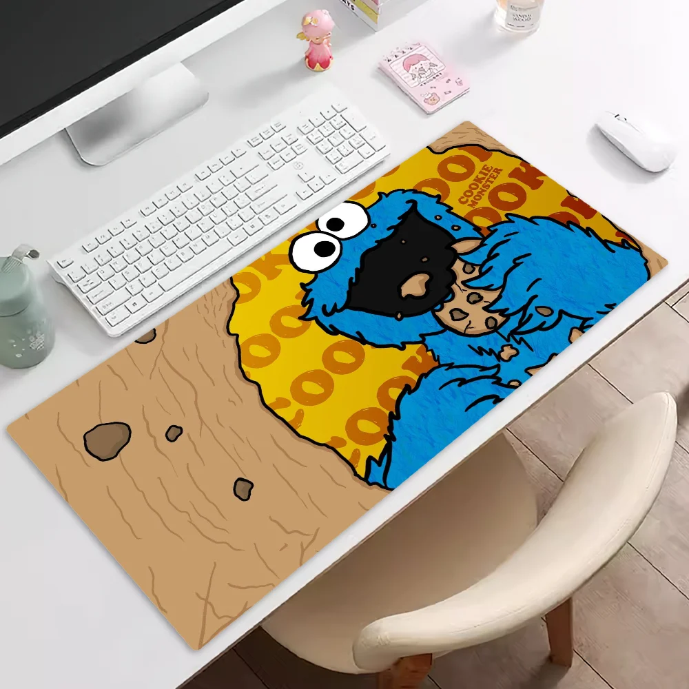 Cartoon Cookie Monster Mousepad Pad Rubber Table Mat Extended Gaming Lock Edge Keyboard Mat