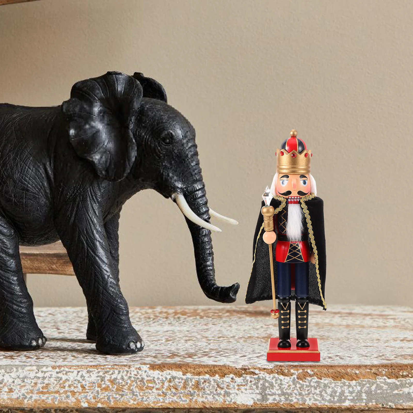 

Wooden Decoration 35Cm Festival Holiday Ornament Tabletop Home Craft Nutcracker Soldier Decor Wood Desktop Nutcracker Unique