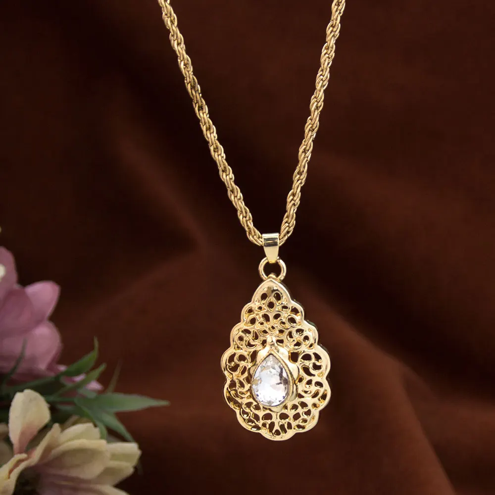 Sunspicems-قلادة بدلاية قطرات ماء ذهبية اللون للنساء ، عيون مجوفة ، شكل دمعة ، بيجو للفتيات العربات ، شعبية مغربية