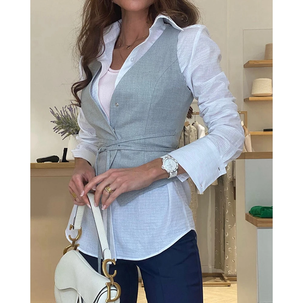 Summer Fashion Woman Lace Up Casual Cami Tank Top Women Sexy Tied Detail Streetwear Blazer Vest Top Daily Elegant Work wear