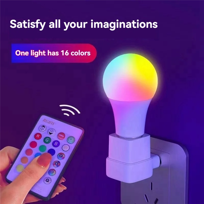 AK25-Led Colorful Light Bulb E27 Screw Bulb Lamp Dimming Remote Control With Memory Atmosphere Bulb