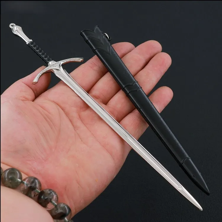 Gandalf's vijand scherm Elven Blade 8,66 inch Ancient King's ringgesmeed zwaard Koolstofstaal artefact met lederen schede