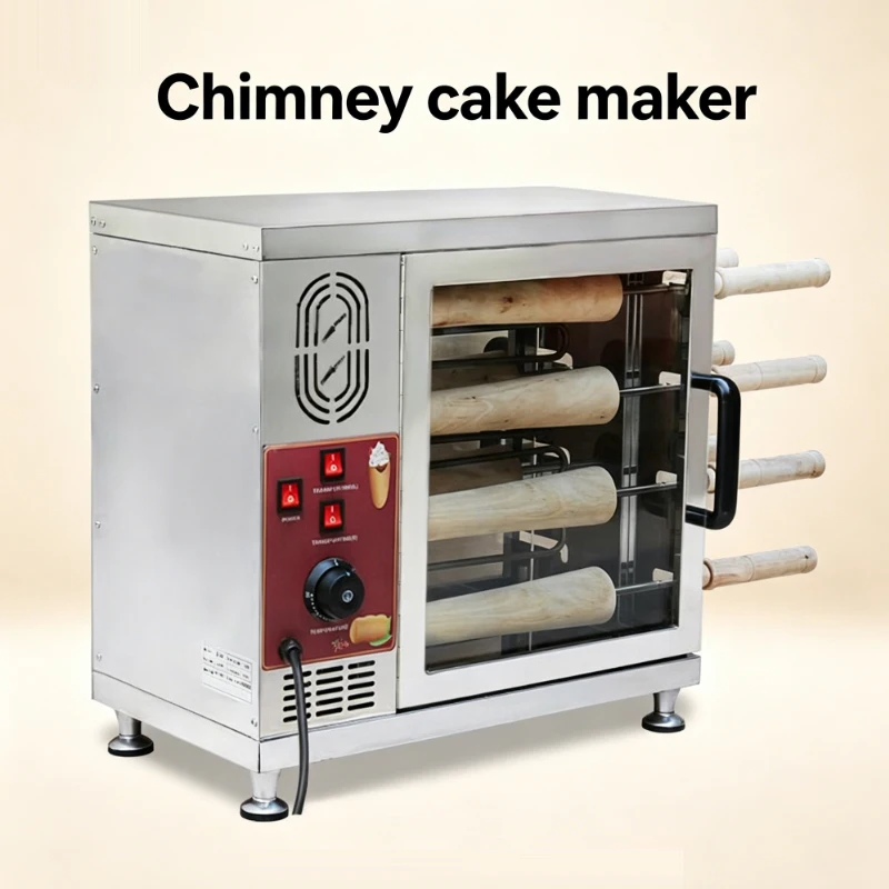 With 8 Roller Electric Hungarian Chimney Cake Maker Grill Oven Machine Waffle Maker Bread Roll Baking Machine