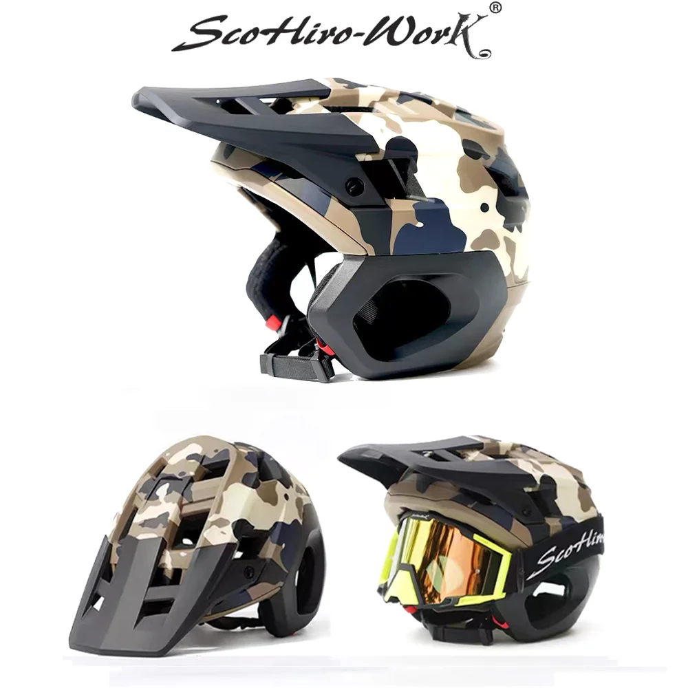 Mountain Bike Helmet Half Full Face MTB Cross Country Safety Ultralight Road Cycling Race Integrated Ear Protection Motocross