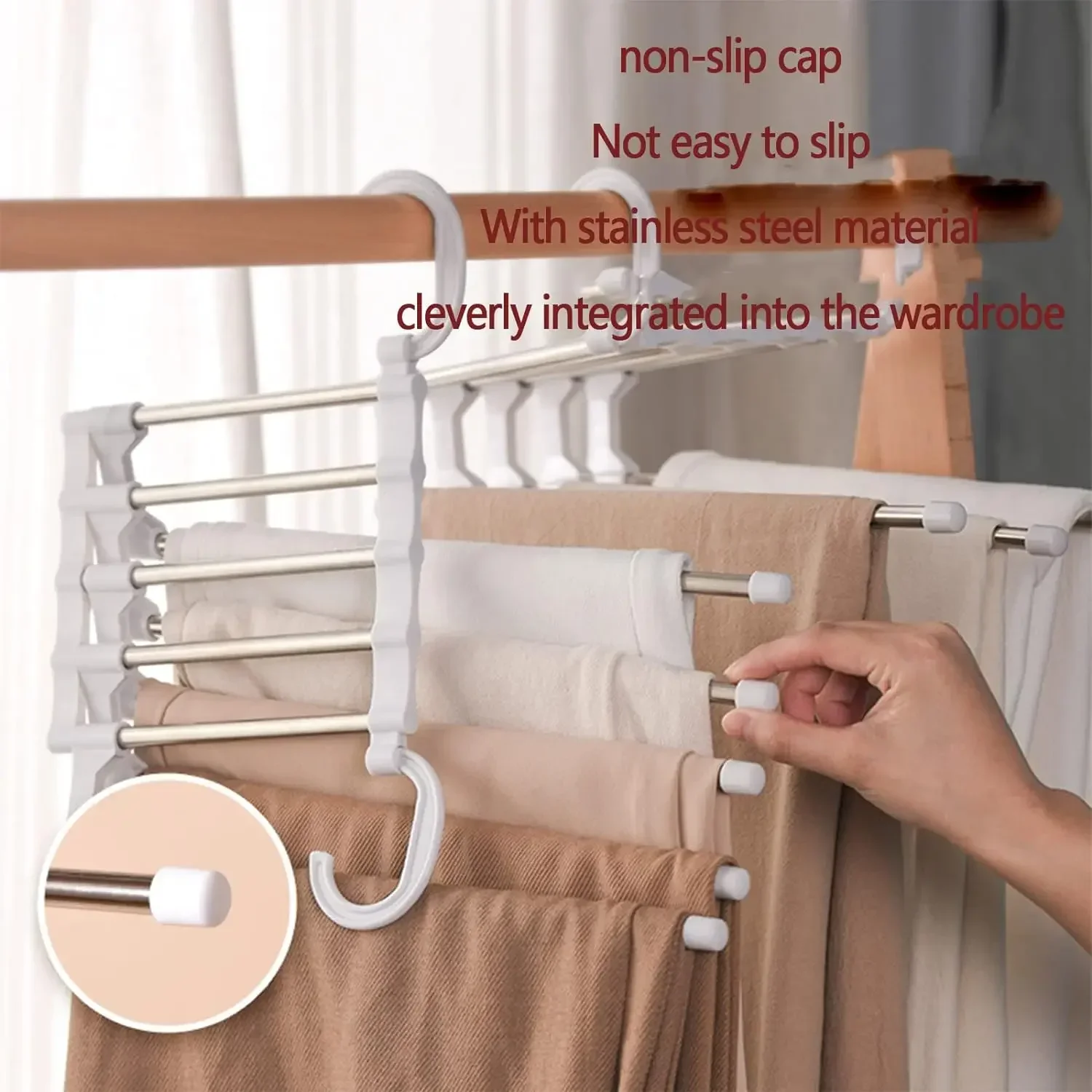 Multi-functional clothes hanger folding pants storage rack clothes organizer closet space saving closet bedroom closet organizer