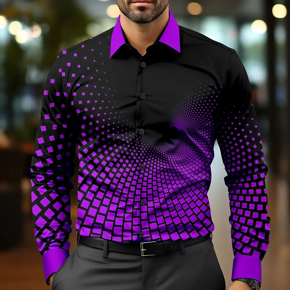 

Fashionable casual men's lapel formal wear men's high-end shirt top printed street party social vacation 2024 shirt