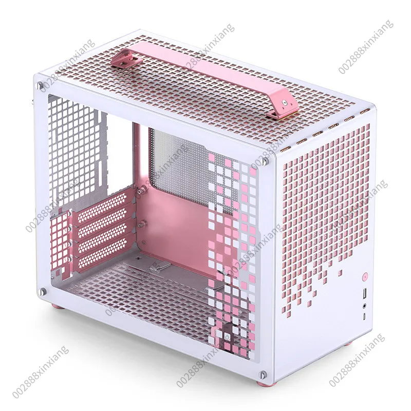 Compact Desktop Micro ATX Computer Case, Transparent Side Cover Portable Gaming PC Cabinet