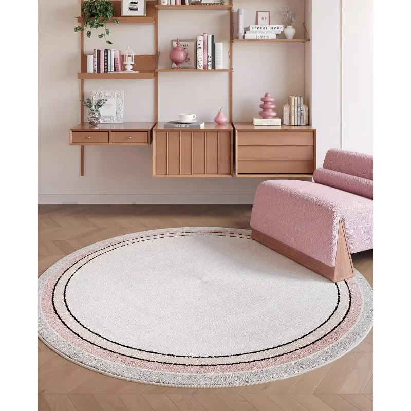 

Круглый ковер для гостиной в современном минималистичном стиле, с геометрическим узором, легкий люкс-дизайн, ковер для спальни, декор для дома, коврик для зон отдыха.