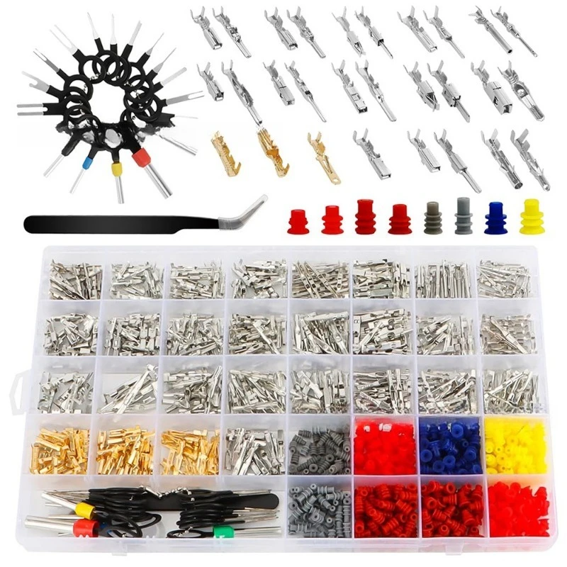 969 PCS Boxed Copper Male-Female Connectors, Automotive Connectors, Pin Compression Terminals 1 - 3.5mm