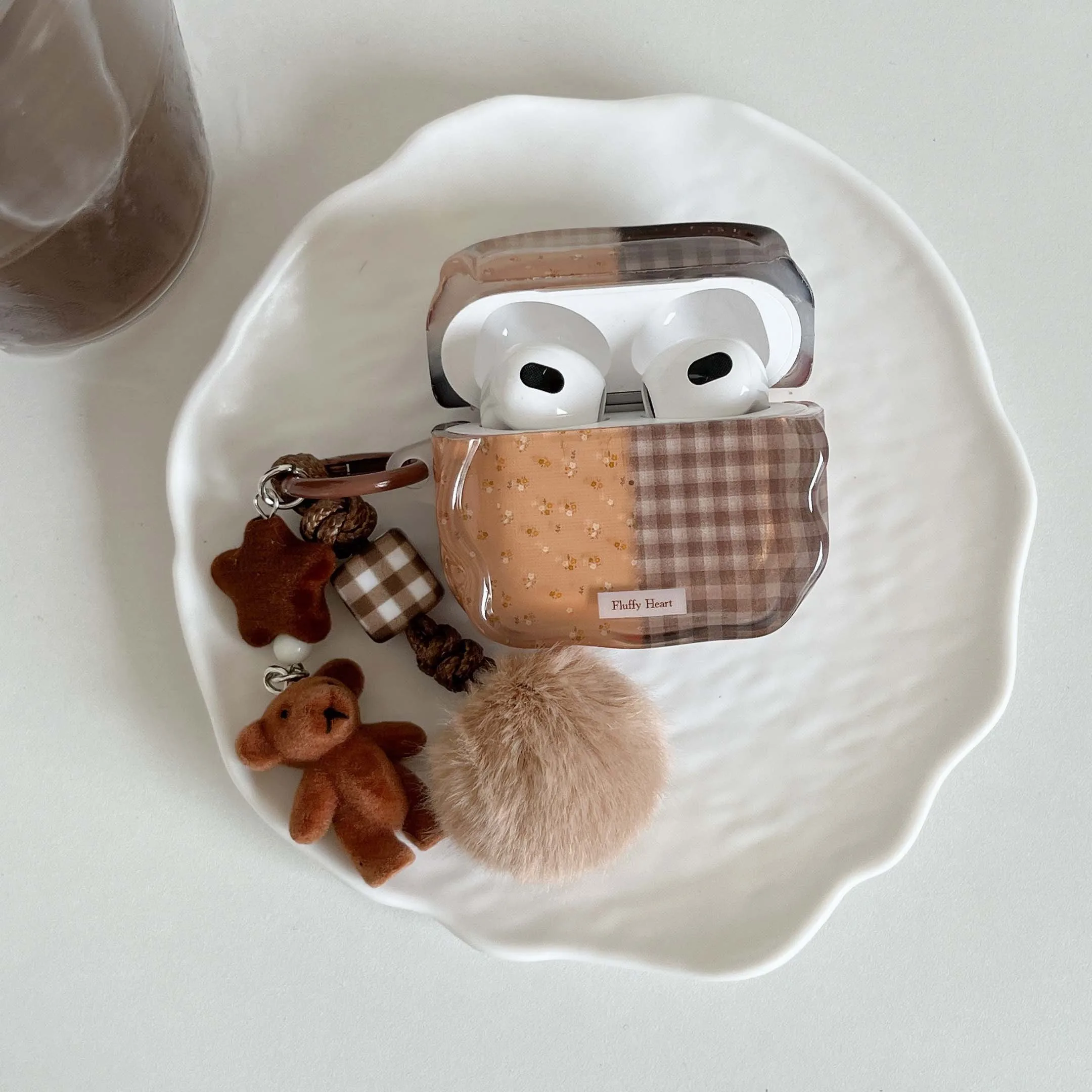 زهرة ins الكرتون الدب سوار متموج للصدمات imd حقيبة سماعة الاذن لابل airpods 4 برو 2nd 2 3 1 صندوق بلوتوث لاسلكي #6
