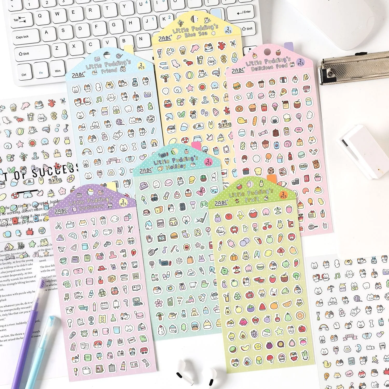 2 Sheets/pack Little Pudding Daily PET Stickers for Kids Journaling and Scrapbooking Hand Account Supplies
