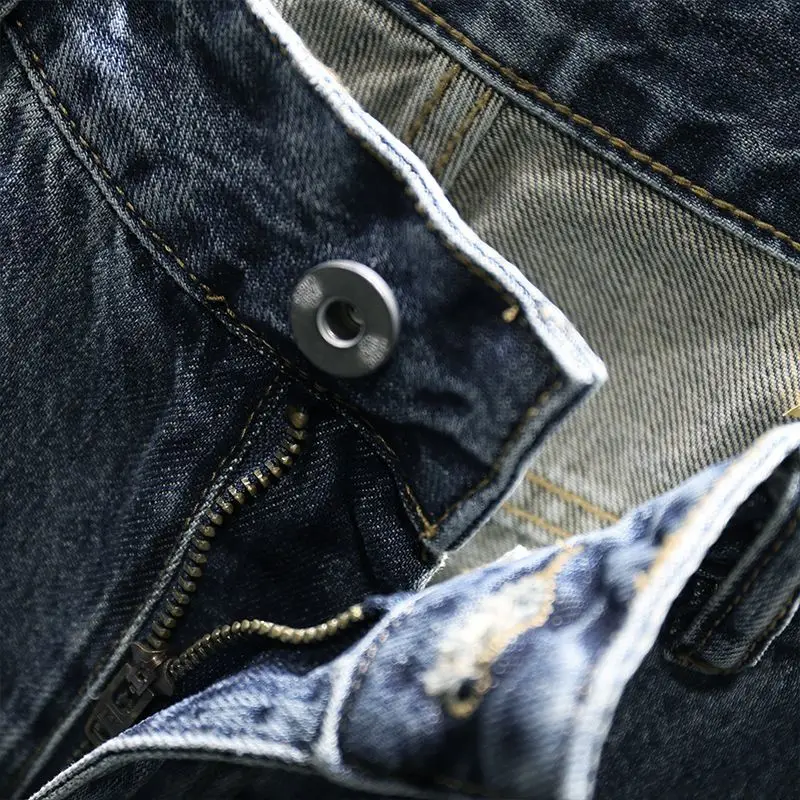 2025 Summer New Denim Shorts Men's Fashion Scratched Pants Trendy Brand Heavy Washed Five-point Pants Bermuda Shorts for Men