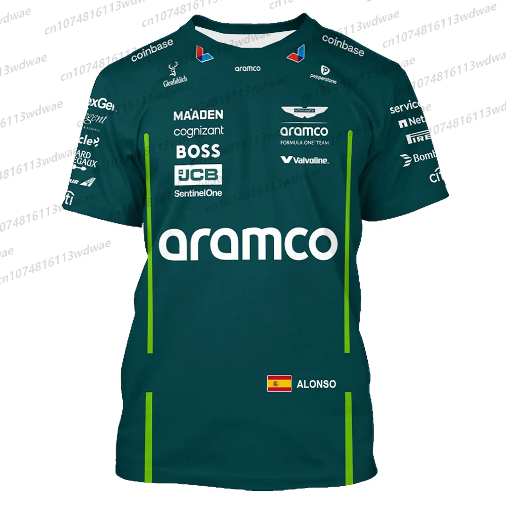 

Formula 1 Team Racing 3D Print T-Shirt Aramco F1 Team 2025 Fernando Alonso 14 T-Shirt Aramco Formula 1 Team Race Fans T-Shirt