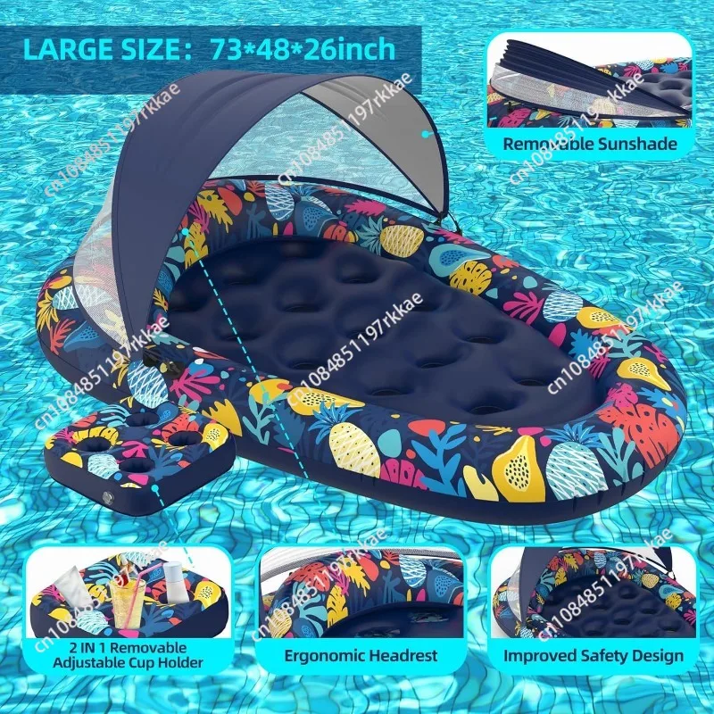 

New 3-in-1 Shade Inflatable Hole Floating Pool Party Resort Pool Removable Shade And