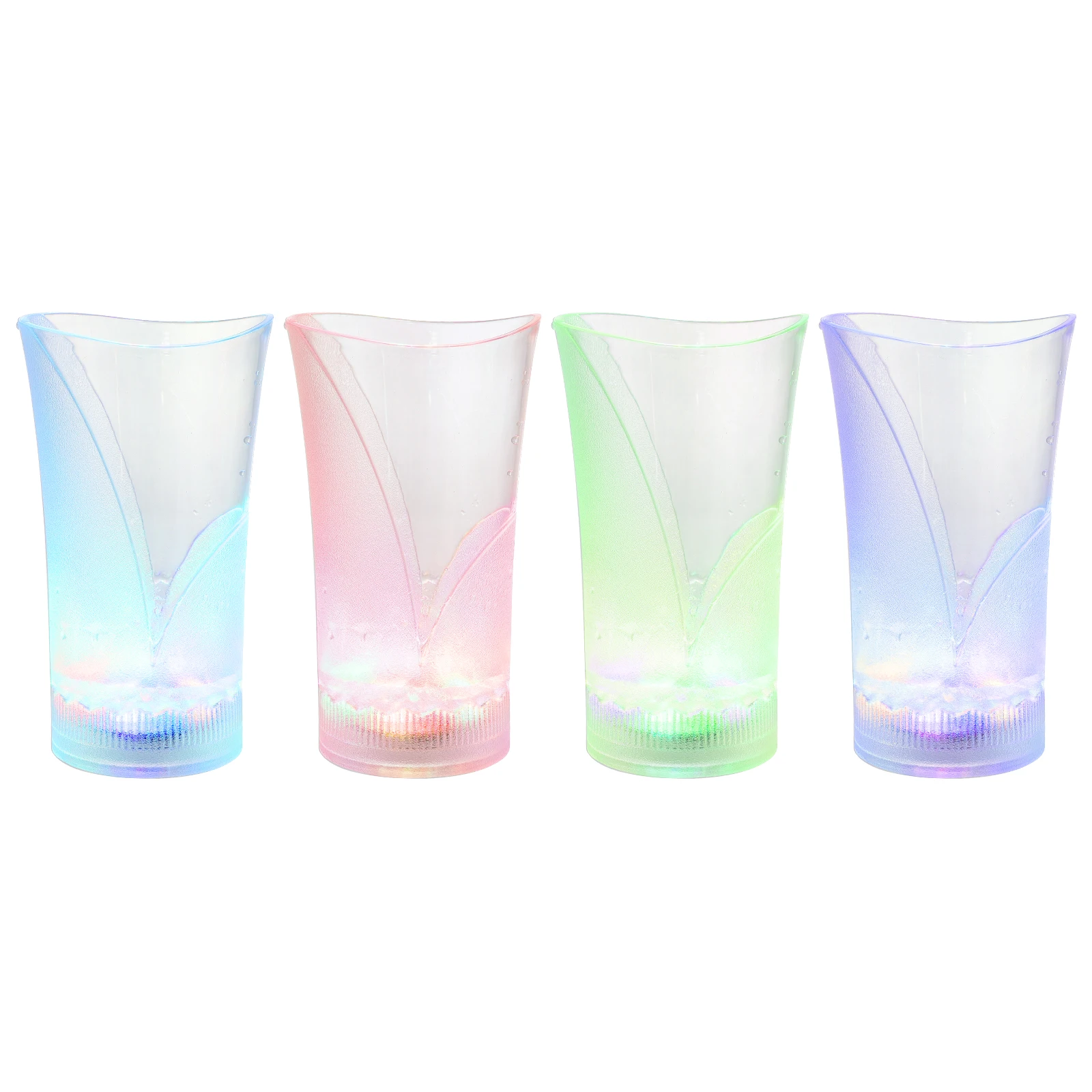 

4pcs Led Light Up Cups Glow Drinking Cup For Party Bar Restaurant Use Portable Clear Design Lighted Illuminated Glass
