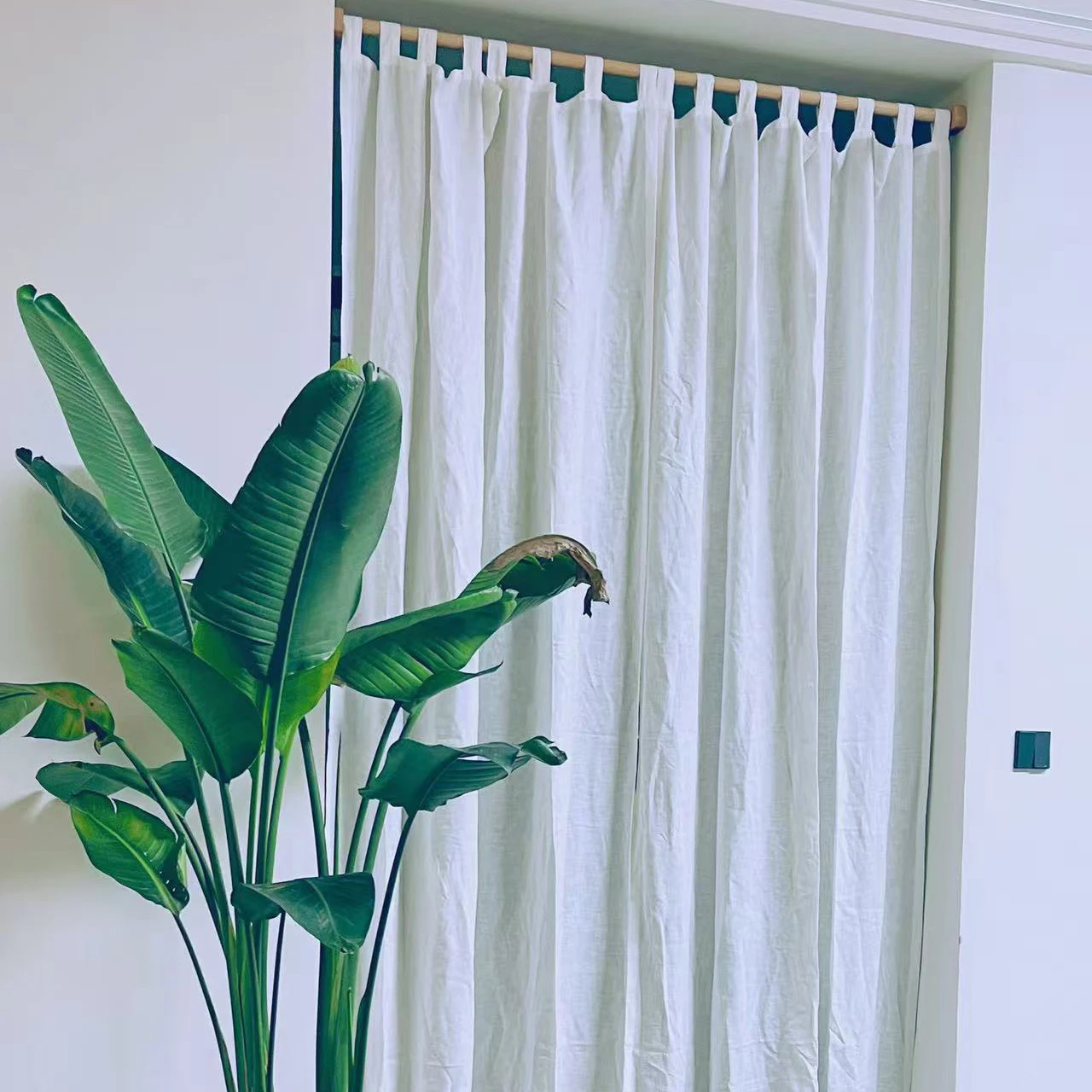 

100% Linen Door Curtains, Semi Sheer Drapes, Tab Top, Patio Sliding for Windows and Doorway Decoration, Custom Size