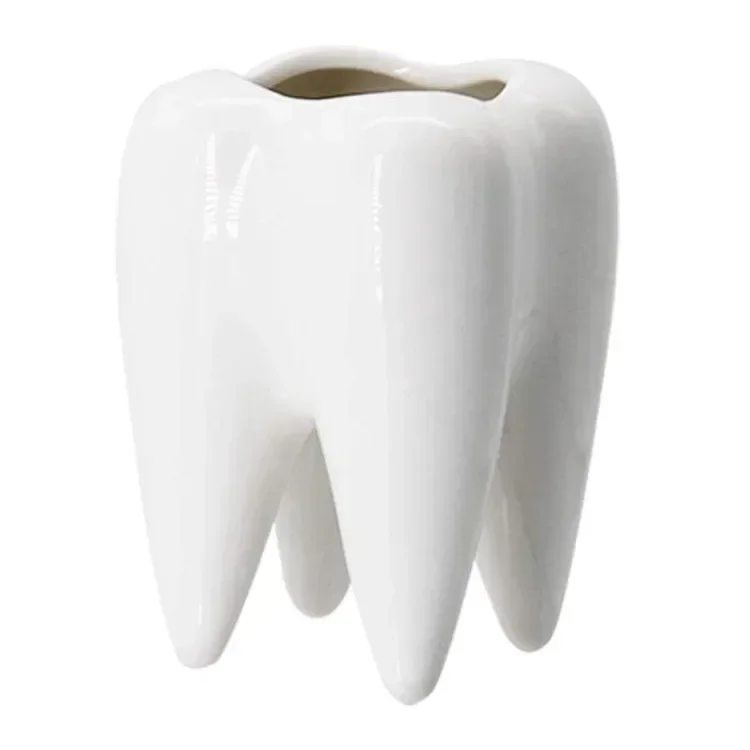 Personalized Creative Ceramic Pen Holder Fashion Ceramic Tooth Pen Holder Dolomite Office Pen Holder