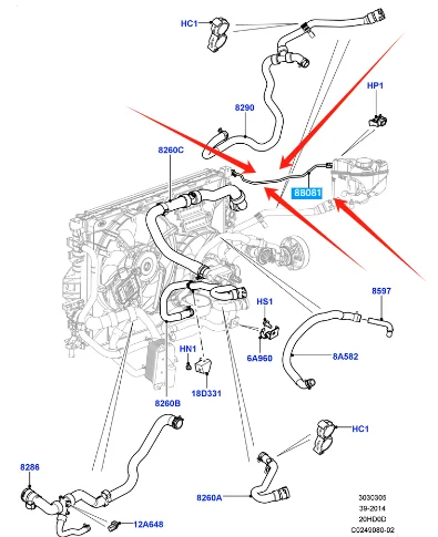 LR024251 LR060347 Radiator Hose for Land Rover Range Evoque 2012-2015