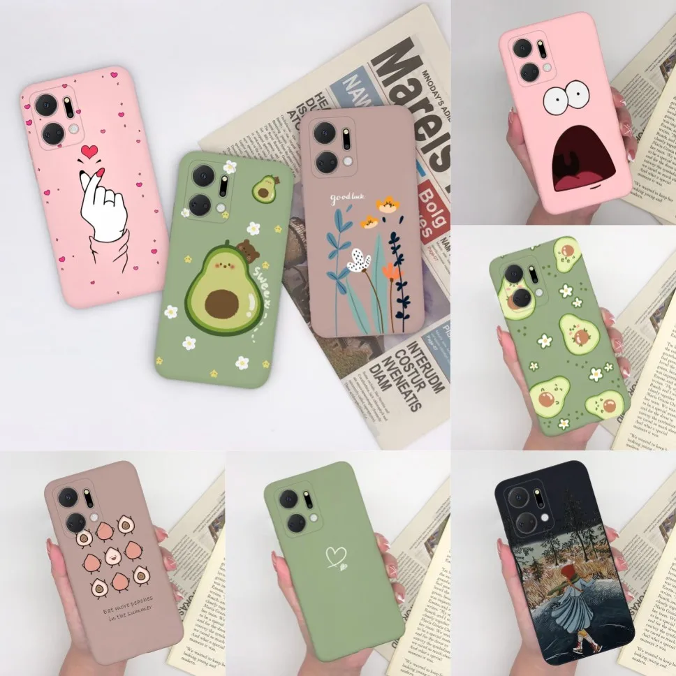 For Honor X7A X8A Cases Soft Silicone Cute Fashion Heart Avocado Back Cover Phone Cases For Honor X 7A X 8 A Bumper Fundas Coque