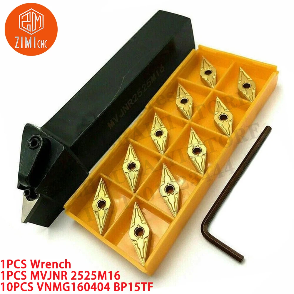 

1PCS MVJNR2525M16 93° Lathe External Turning Tool Holder +10PCS VNMG160404 Inserts CNC tool metal lathe mechanical cutting tools