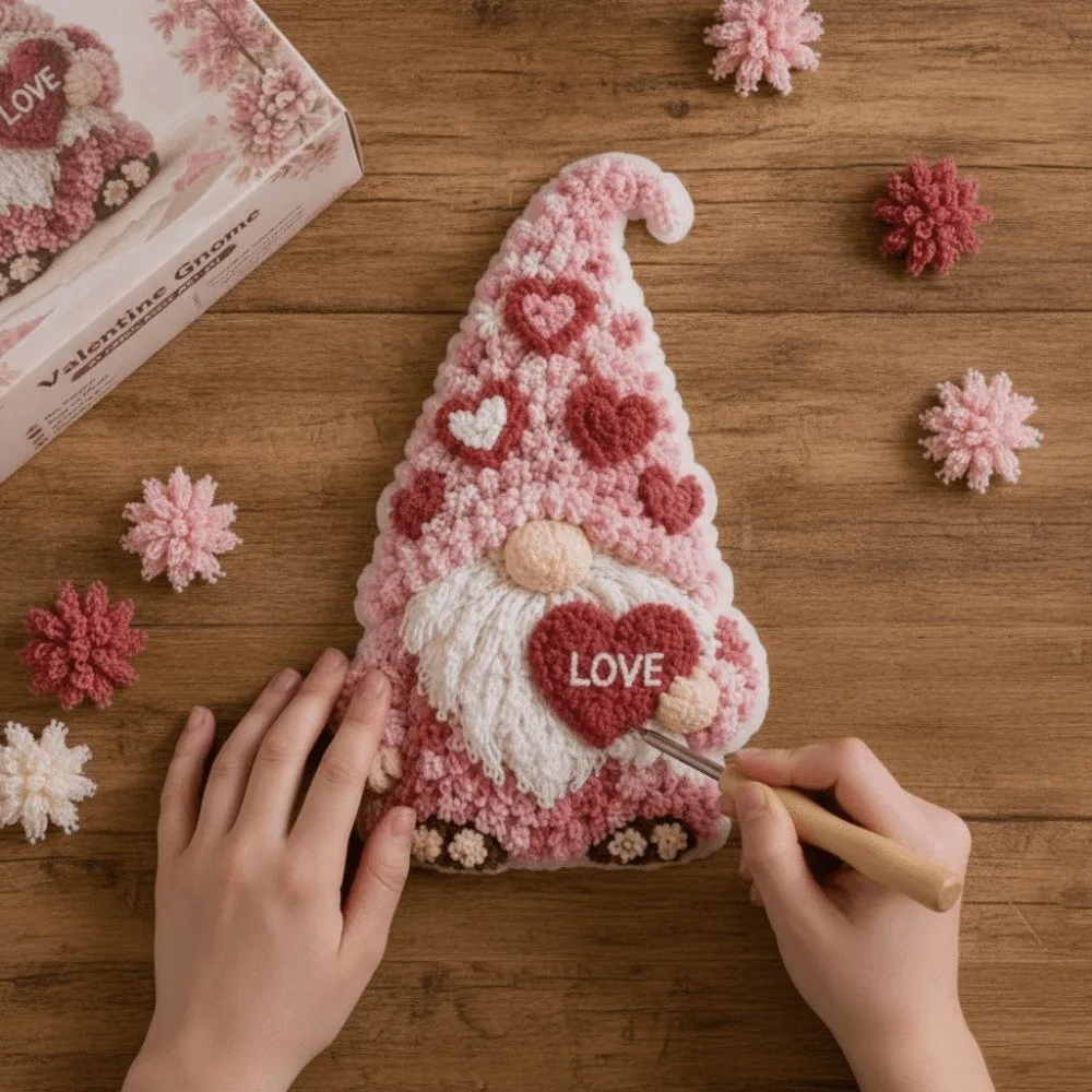 No Sewing Fabric Poke Art Easy Make Thick Board Christmas Poke Art Pre-Cut Colorful Rags Punch Needle Gnome Cozy Activity