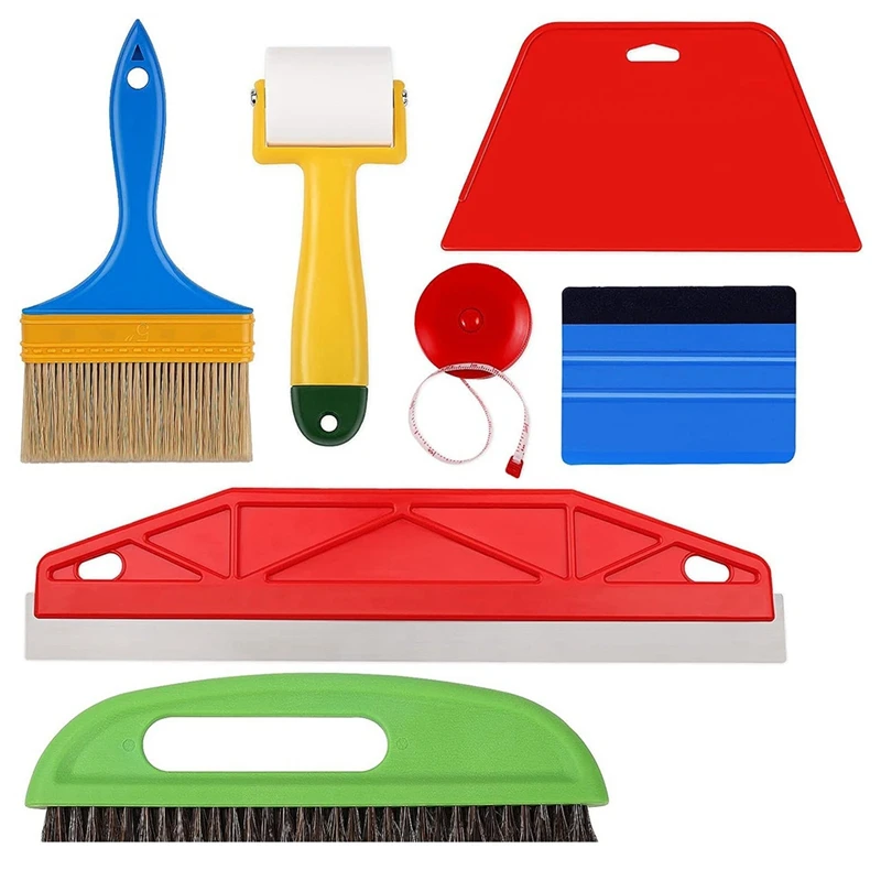 AT02-Scraper Strumento per pellicola Carta da parati Strumento per lisciare Carta da parati Pennello per carta da parati Appeso Adesivo per pittore Kit di strumenti per pittura