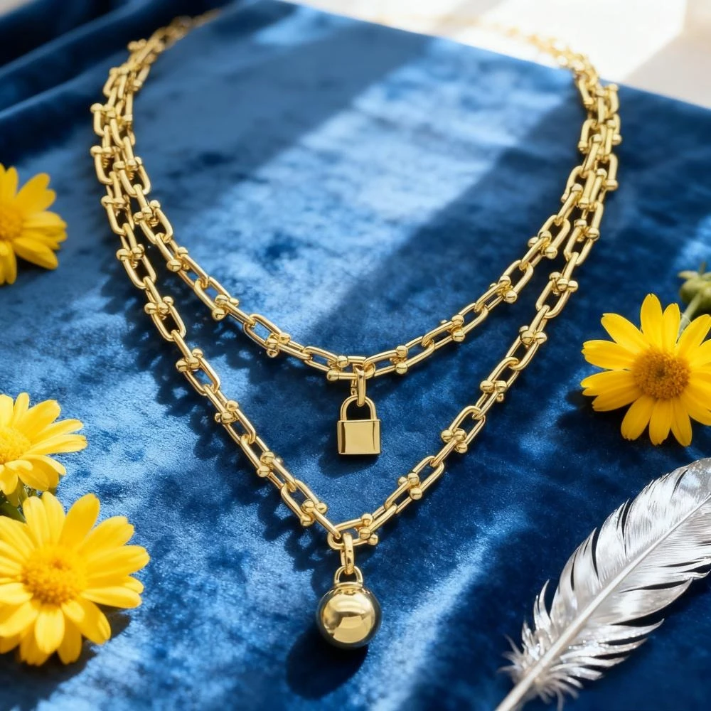 

2025 Trendy Jewelry Classic Fashion Personality Double Layer Necklace for Women