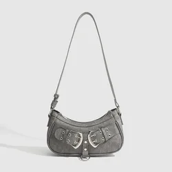 American Axillary Bag Sweet Cool Shoulder Bag New Fashion Grey Leisure Versatile Lady Trend Retro Small Square Bag Crossbody Bag