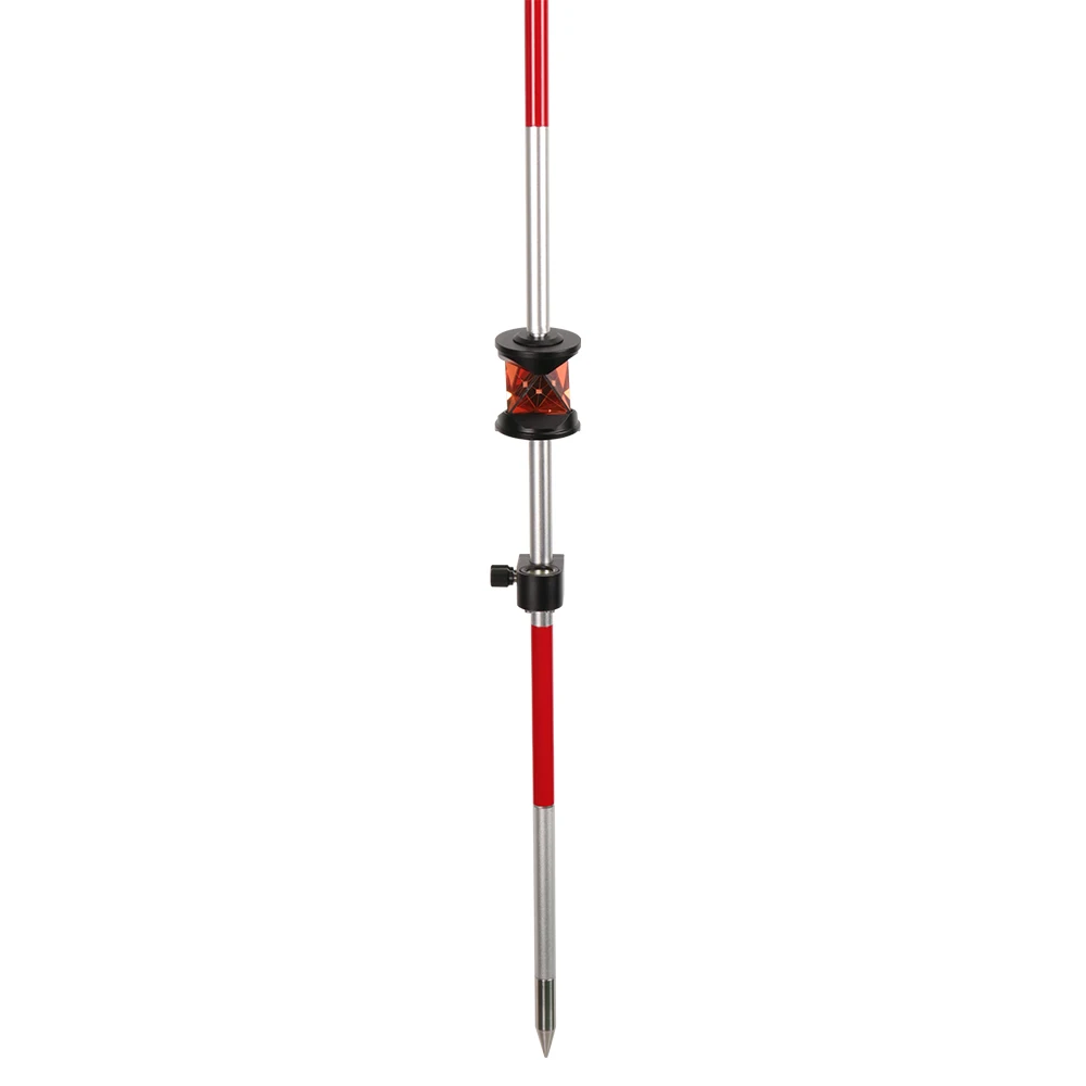 GRZ101S Height 56mm Larger Metal Mini 360° Prism Reflector With Pole, Surveyor Retro Prism Set For Total Station Surveying