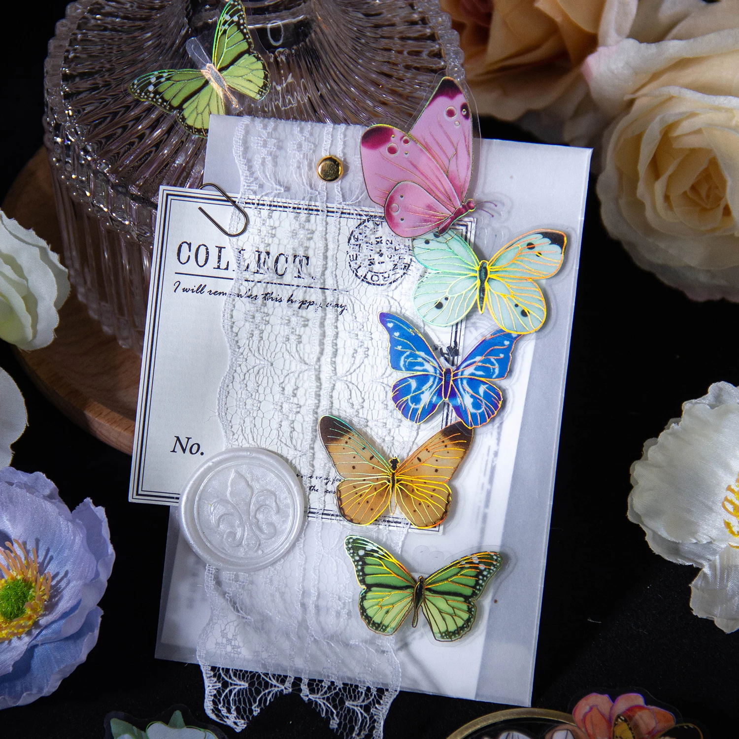 8Packs/Lot Tuin Stam Serie Retro Bronzing Huisdier Sticker