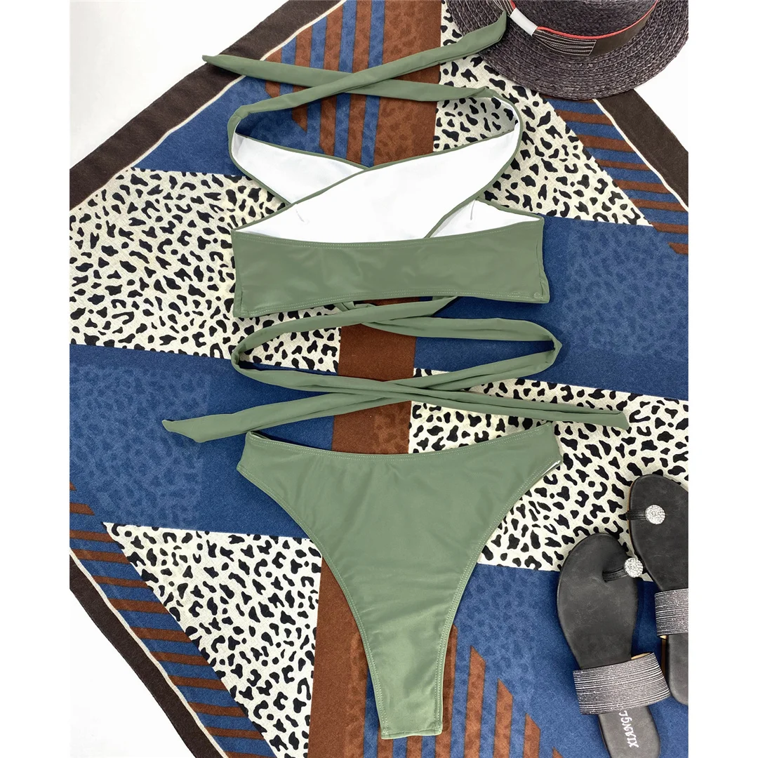Neue 5-Farben-Bikini-Sets für Damen, zweiteiliger Badeanzug, weiß, mit Ausschnitten, brasilianischer Badeanzug, Badebekleidung, Modell V3366B – Detail 40