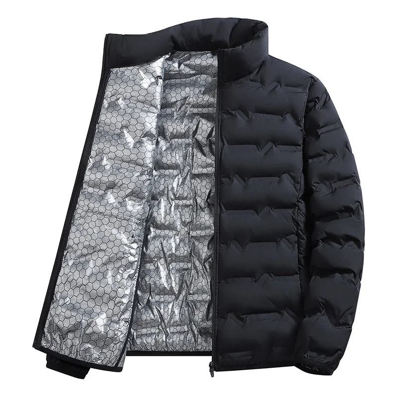 Casual Stand Collar Coat Regular Fit Simple with Warmth Retention Zipper Front Spring Winter Style Cardigan for Men