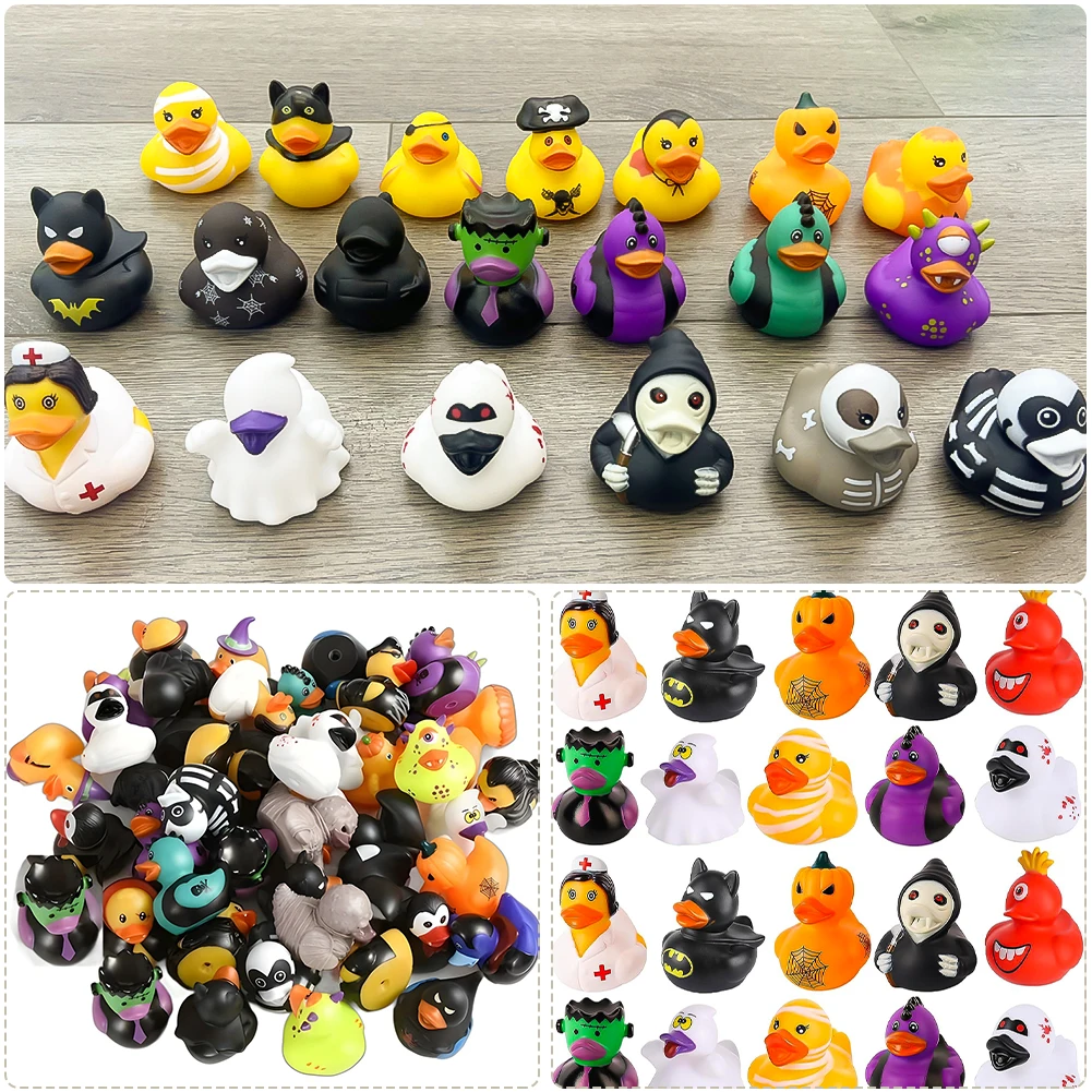 1/8PCS Halloween Gift Rubber Duck Party Favors Squeaky Water Playing Toy Desktop Decoration Halloween Happy Party Supplies