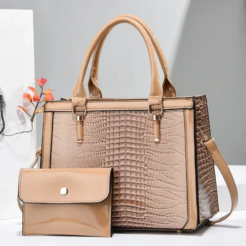 High Quality Crocodile Pattern Leather Single Shoulder Bag Business Casual Tote Handbag New Retro Female Crossbody Composite Bag