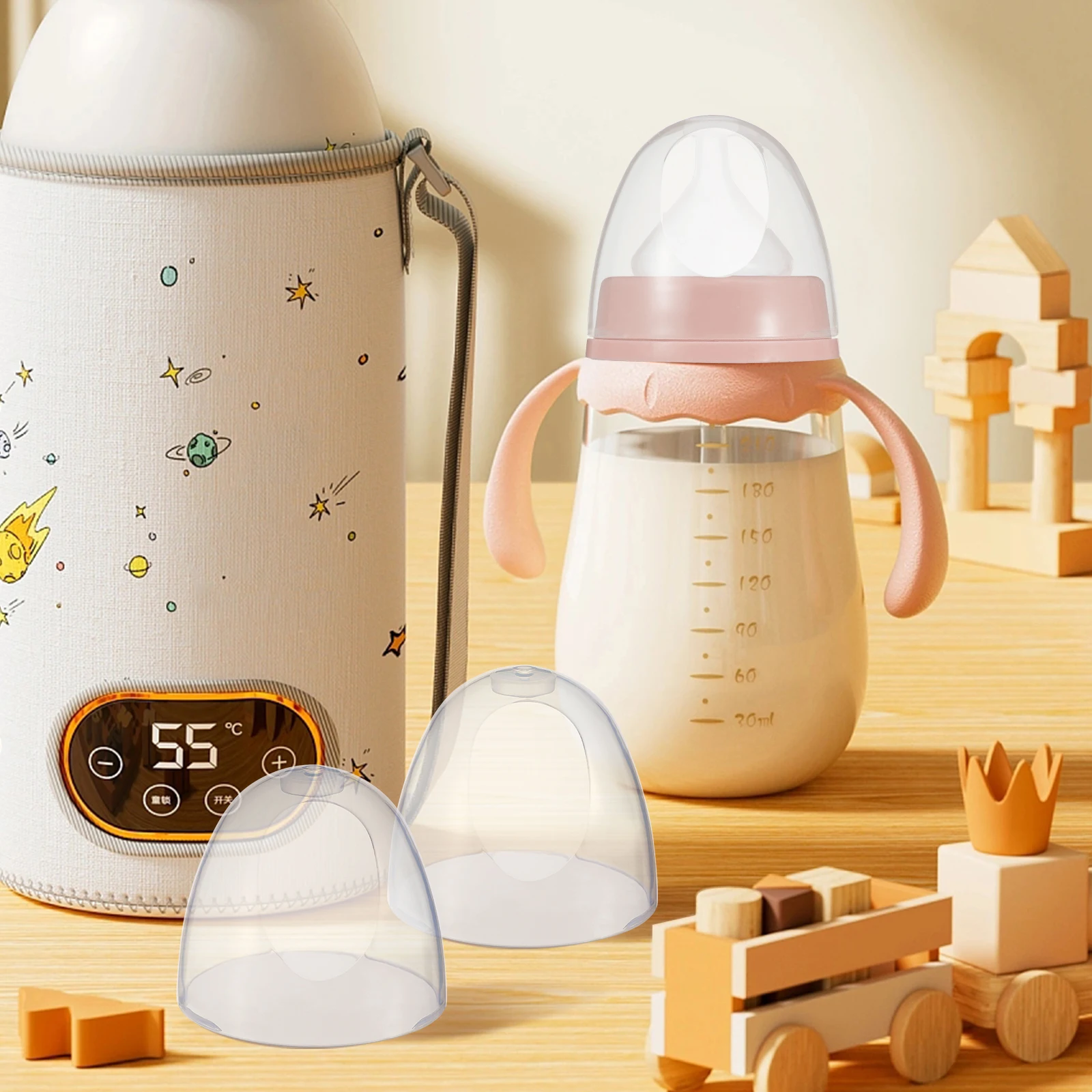 

3 Pcs Baby Bottle Lids Accessories Replacement Caps for Milk Feeding Bottles Transparent Leak Proof Dust Cover Travel Use