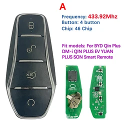 CN085005 Aftermarket 4 Button Smart Key ID46 433.92/433.62MHZ F4H F4AM F4AT F4H For BYD Qin Plus DM-i Qin Plus EV YUAN PLUS SON