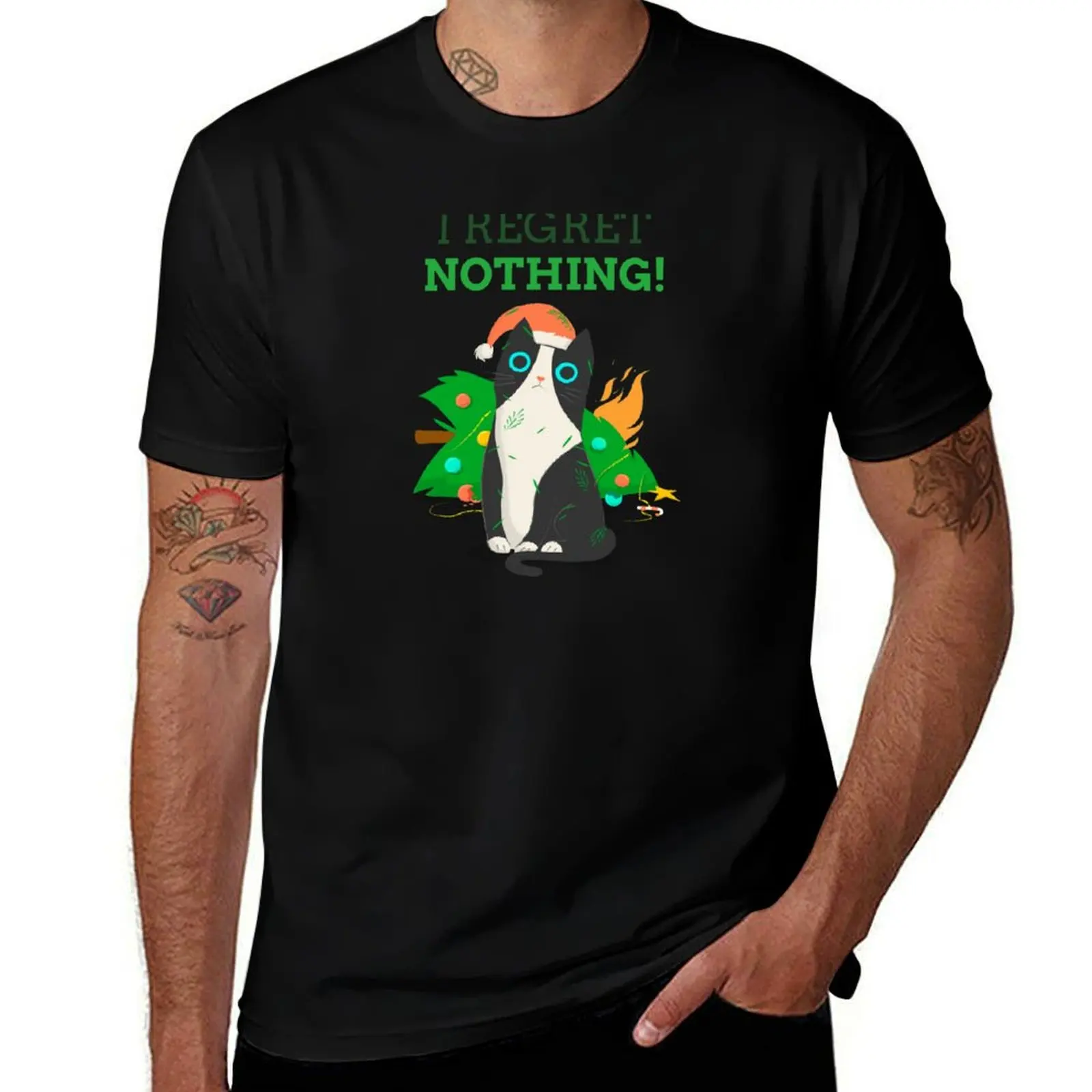 I Regret Nothing Cat T-Shirt Casual Pattern Print Tee Shirt T-Shirt