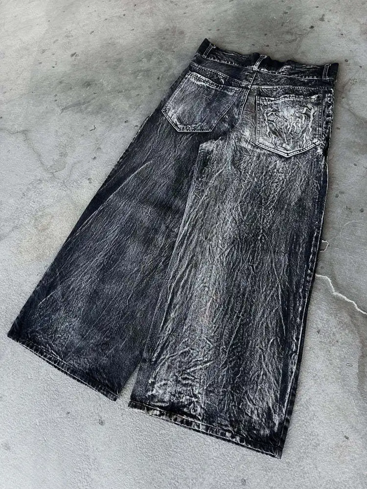Y2K Baggy Jeans High Street Spider Embroidered Patch Hip Hop Streetwear Gothic Retro Oversized vintage Unisex Mopping Pants