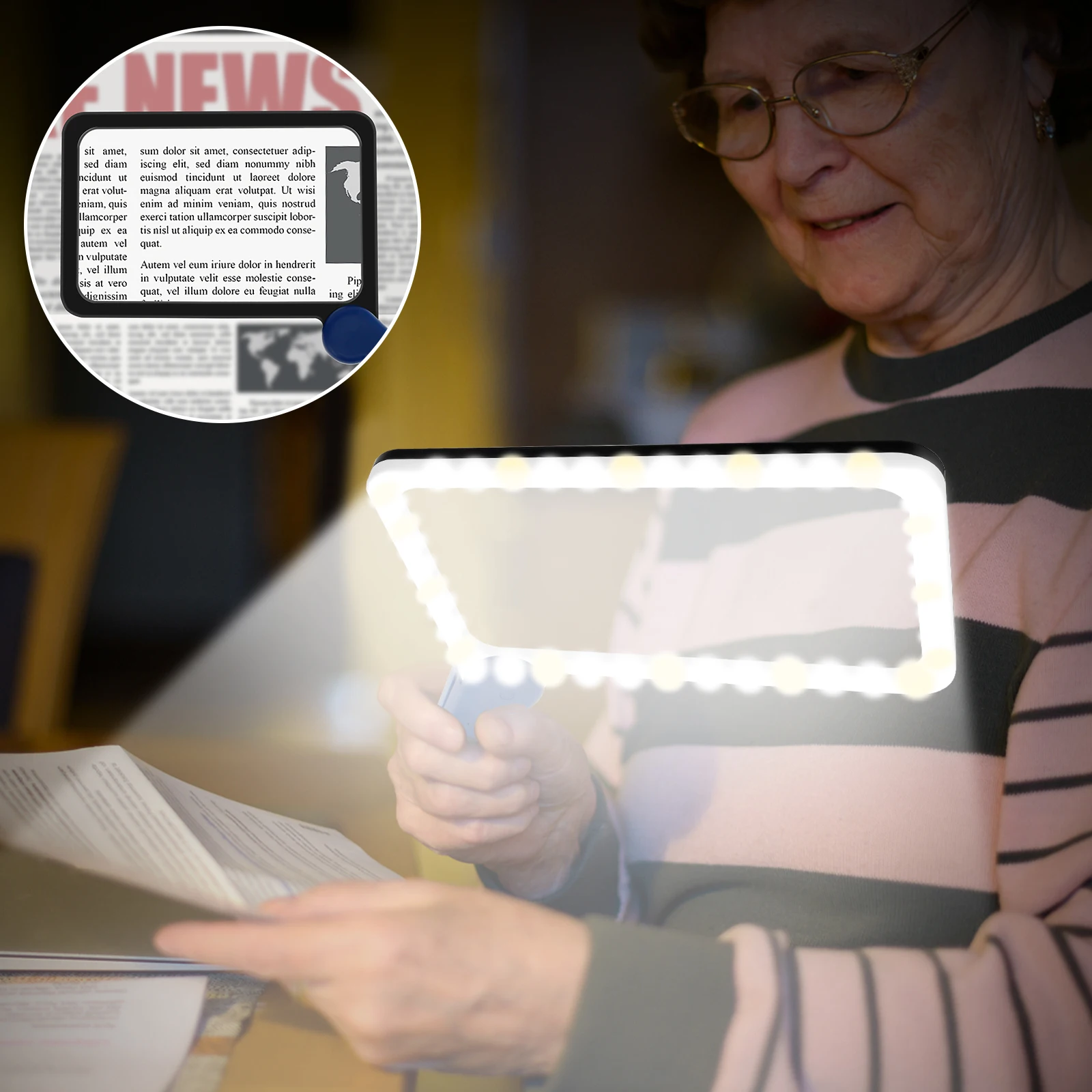 

5X/3X увеличительное стекло складная ручная лупа с регулируемой яркостью лампа небьющаяся прозрачная оптическая лупа для чтения с линзой