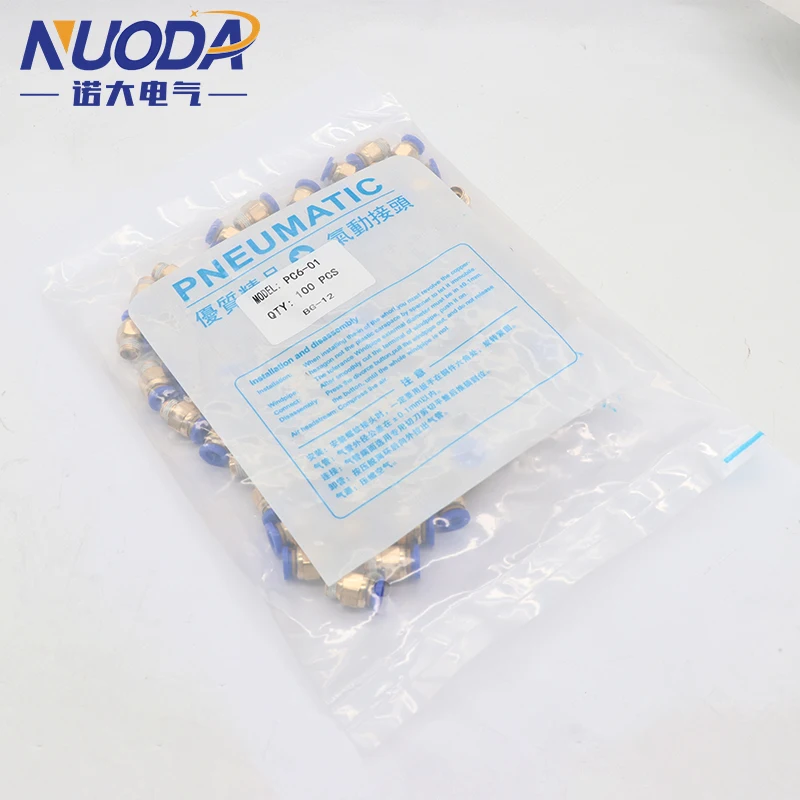 

PC6-01 100PCS PC Pneumatic Fitting Air Connector Quick Connecors Fitttings PC6-01 1/8" Male Thread