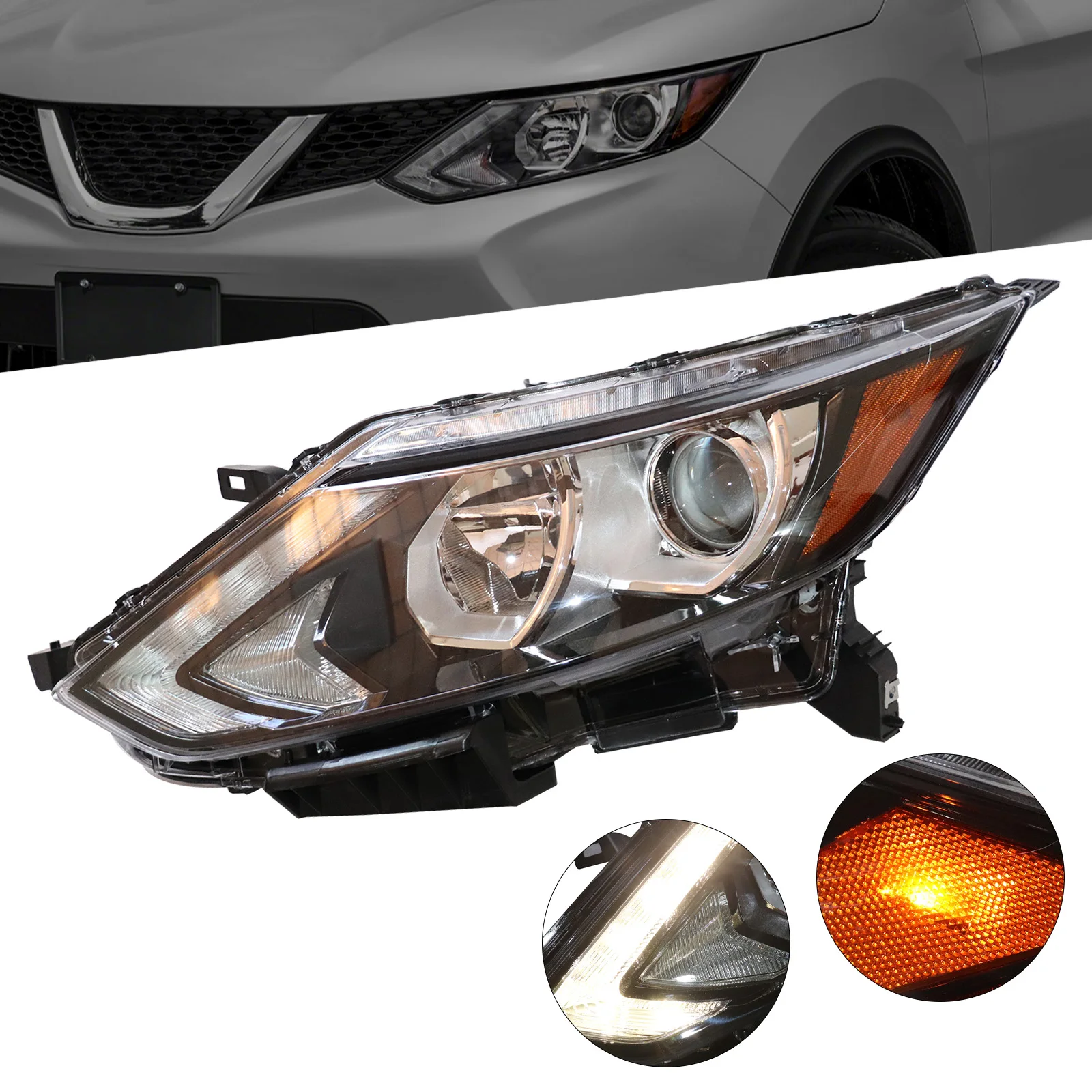 For 2017 2018 2019 Nissan Rogue Sport Qashqai Halogen Headlight Left Driver Side