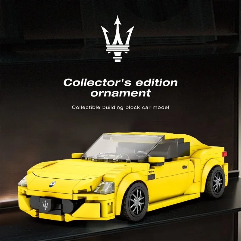 

384PCS Maserati Yellow Sports Car Building Blocks City Racing Model Bricks Desktop Decoration Diy Toys For Kids Holiday Gifts