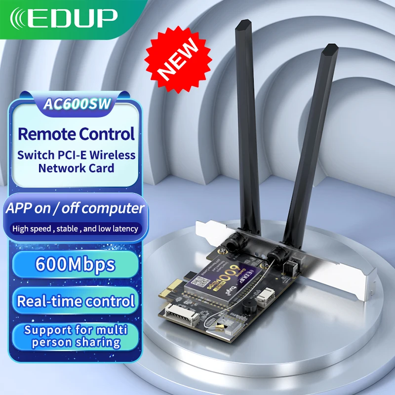 EDUP Smart Switch Remote Control Adapter PCIe WiFi Card 600/3000Mbps Smart Network Card Switch Blue-tooth Computer Reset Switch