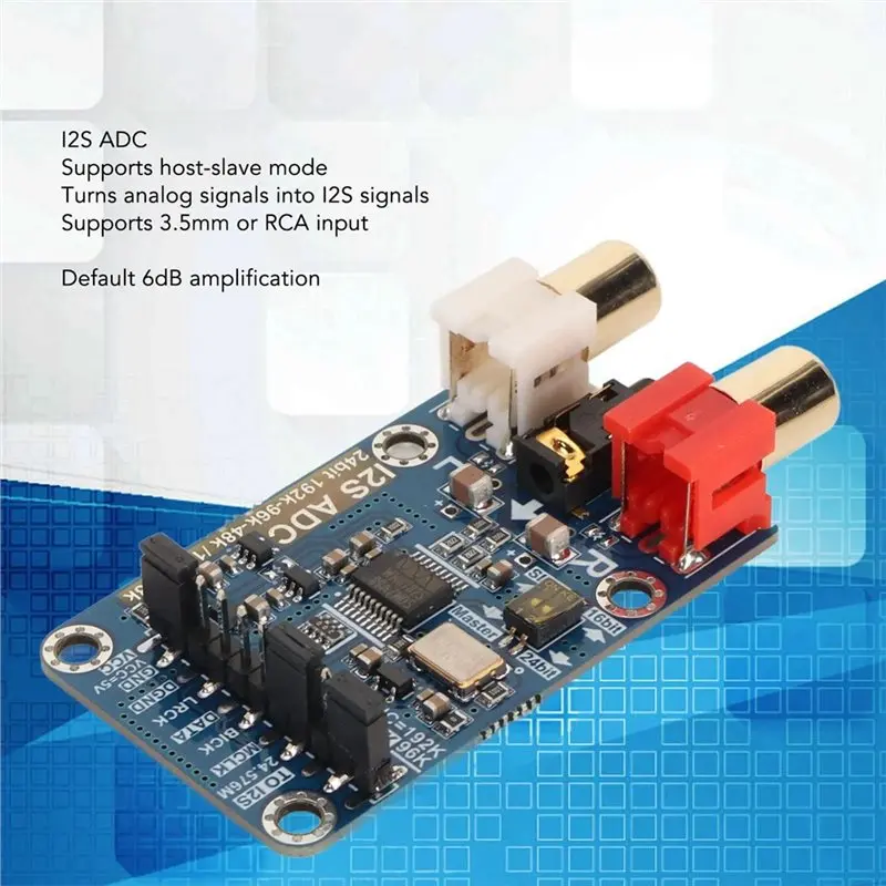 PHILE-2PCS I2S ADC Audio I2S Capture Card Module Master Slave Mode Development Board Support 3.5MM/RCA Input