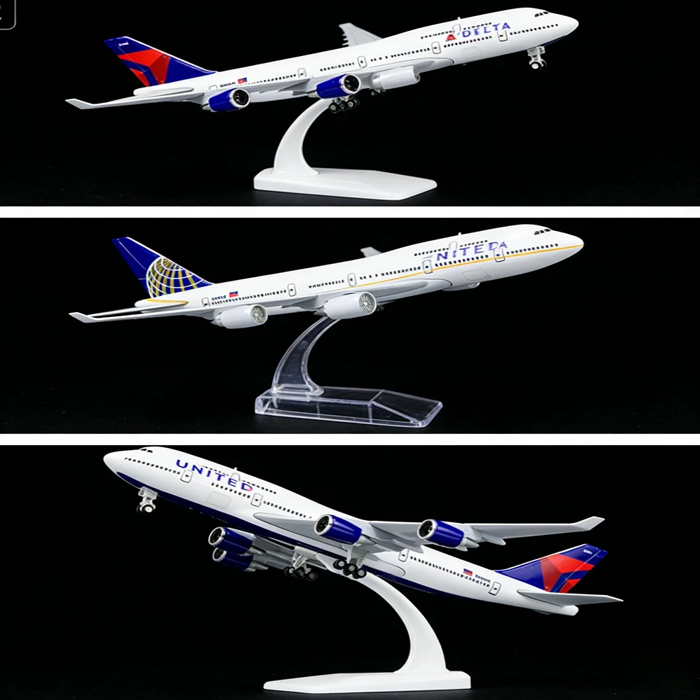 

United B747 Airplane Model Kits Full size model Diecast Plane Model with Display Stand for Adult Aviation Gift or boys toys