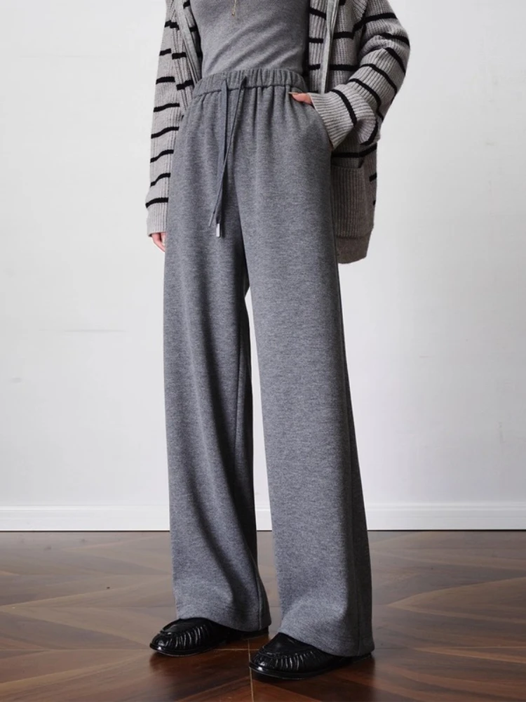 

OLrain Women's Knitted Straight Leg Pants Autumn 2025 New Loose Fit Casual Soft Comfort Elastic Waist Trousers O57QK001110