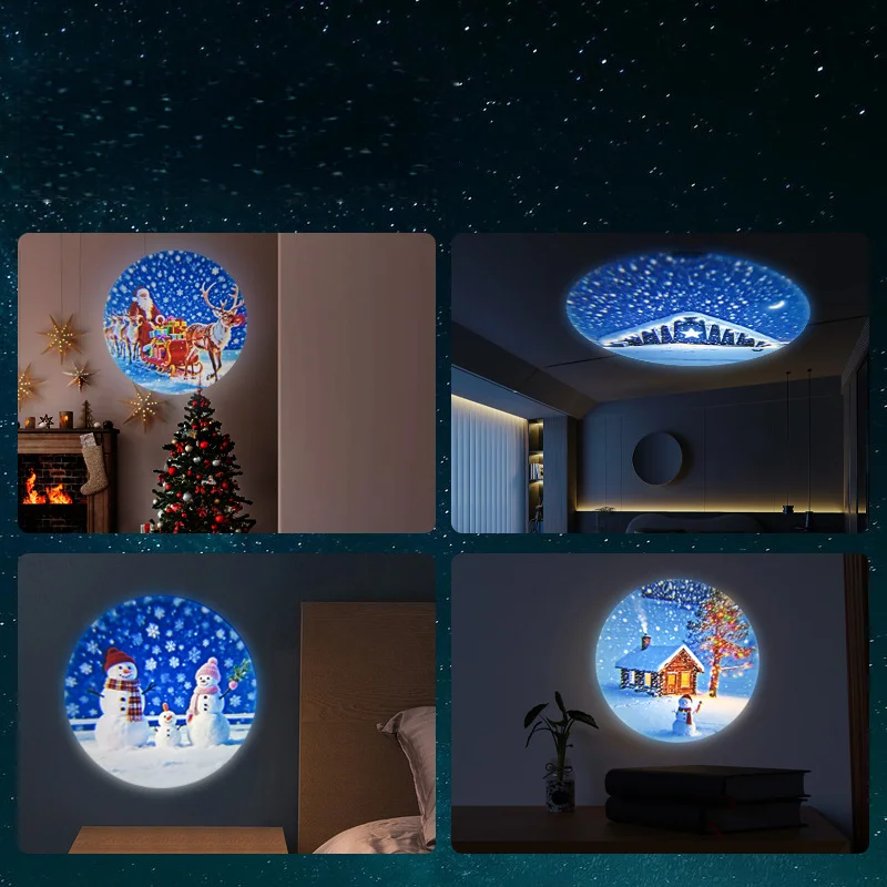 LED USB Projector Light 3/4pcs Projection Patterns- Adjustable USB Night Light for Christmas Festival Decorations