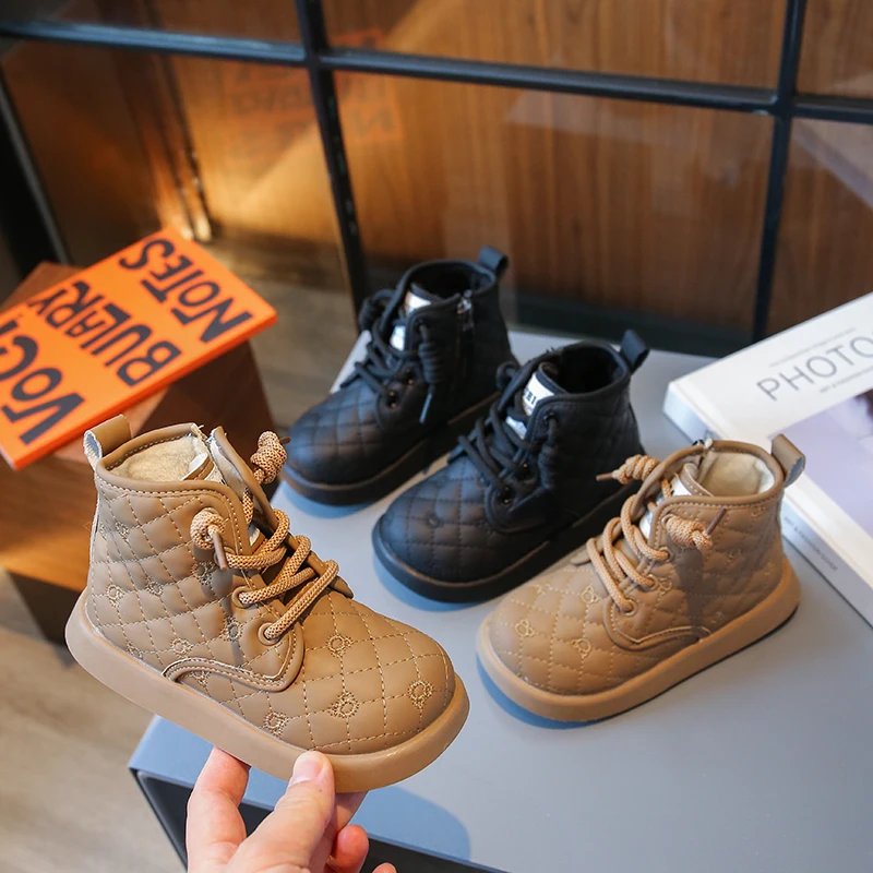 

2025 New Autumn Winter Kids Boots Warm Plush Boys Toddler Girls Boots Fashion Children Casual Shoes Boys Girls Boots for Kids